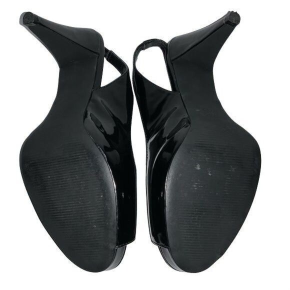 SimplyVera Vera Wang Black Patent Slingback Peep Toe Heels Womens Size 9.5M All - Picture 3 of 6